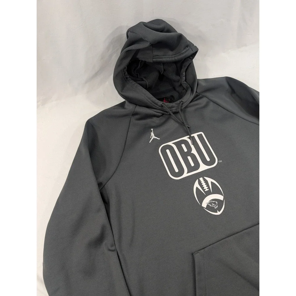 Jordan Nike Oklahoma Baptist University Bison Pullover Hoodie Football Gray Larg